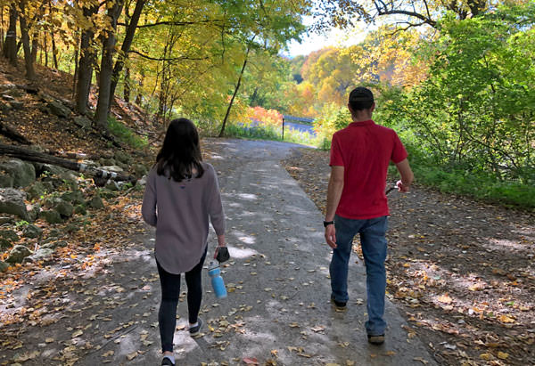 people walking in trail